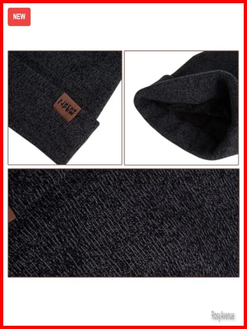 Winter 3-Piece Knit Beanie Gloves Scarf Set Fleece Lined Touchscreen